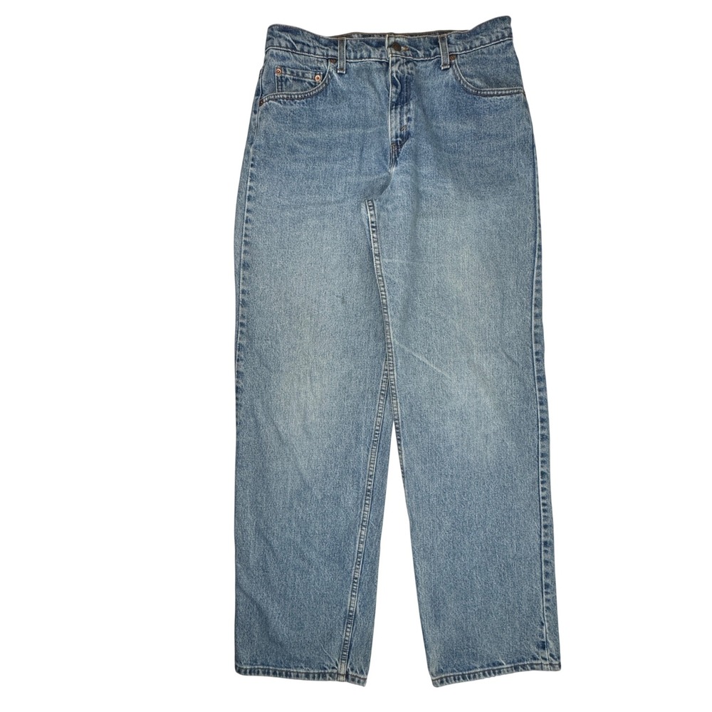 Vintage 90s Levis 565 Wide Leg Jeans Made in USA Blue 13 Jr L Distressed Stain